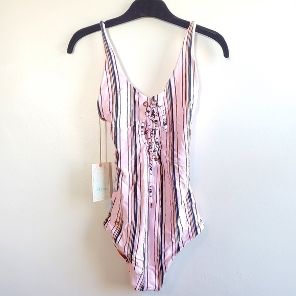 New Maaji Honey Heavenly Striped Reversible One Piece Swimsuit NWT Size Medium - Picture 8 of 16